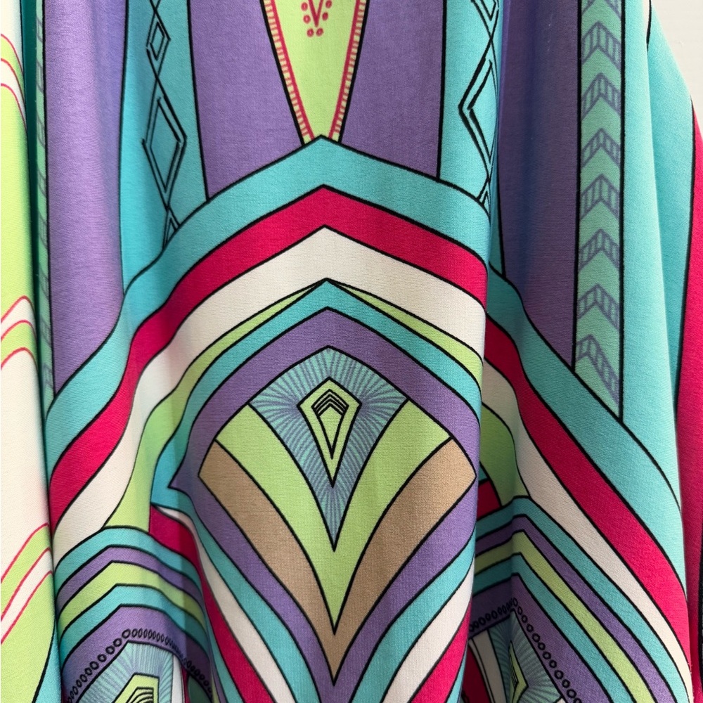 Maggy London Colorful Y2K Geometric Halter Drop Waist Dress - Picture 3 of 7